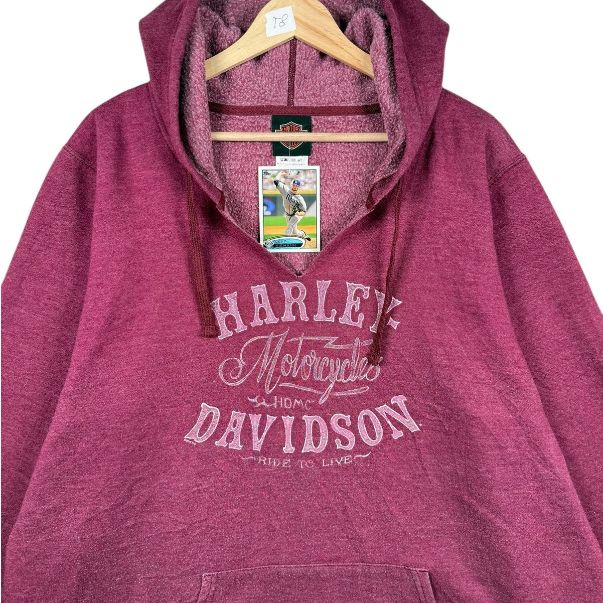 Vintage Harley Davidson Burgundy Winged Logo Hoodie