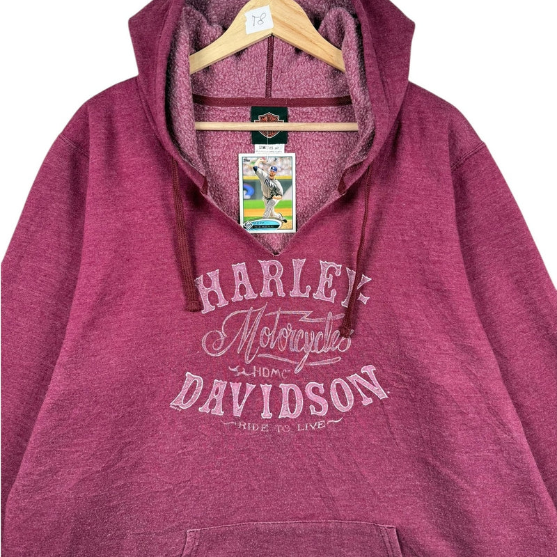 Vintage Harley Davidson Burgundy Winged Logo Hoodie