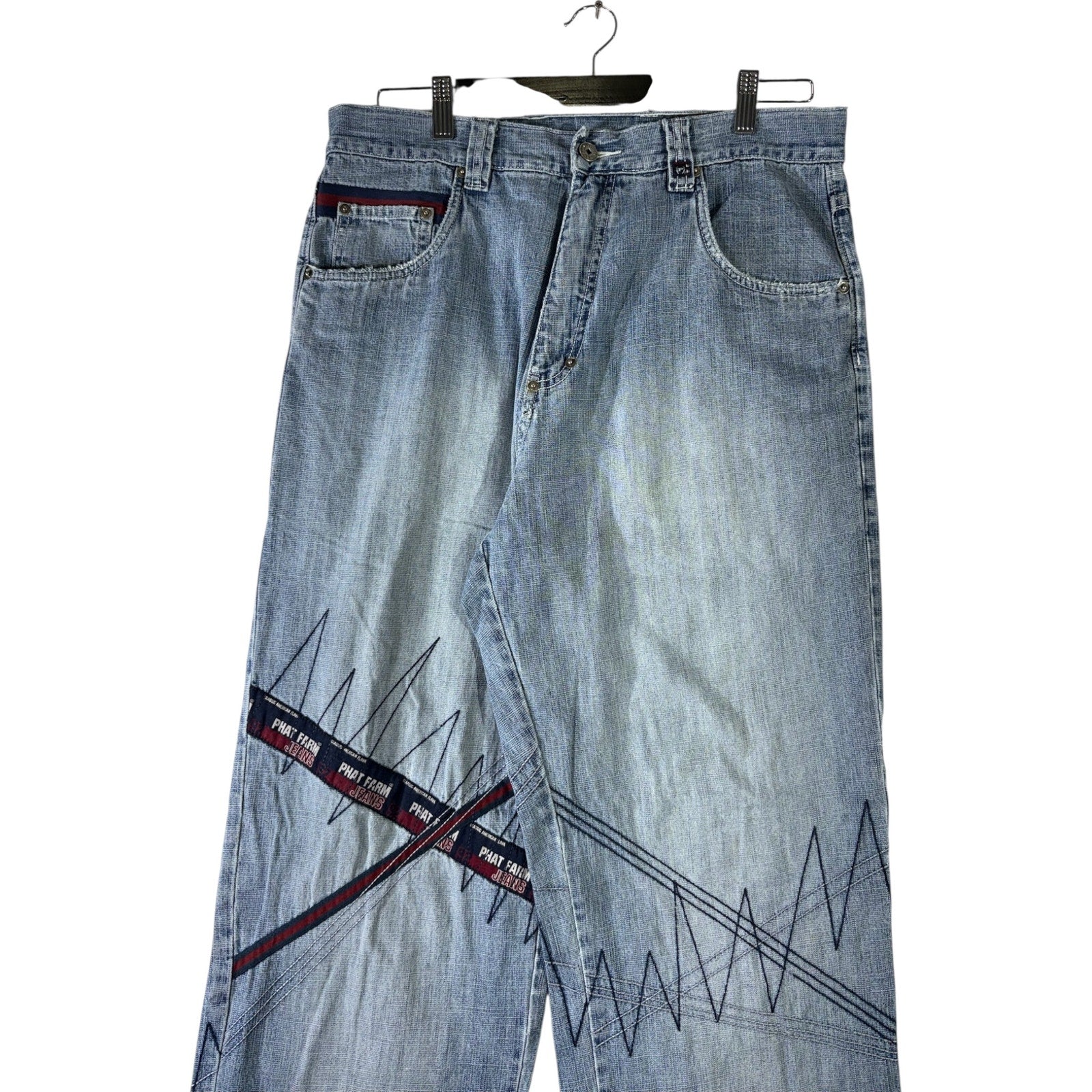 Vintage Phat Farm Embroidered Wide Leg Denim Jeans 32x33