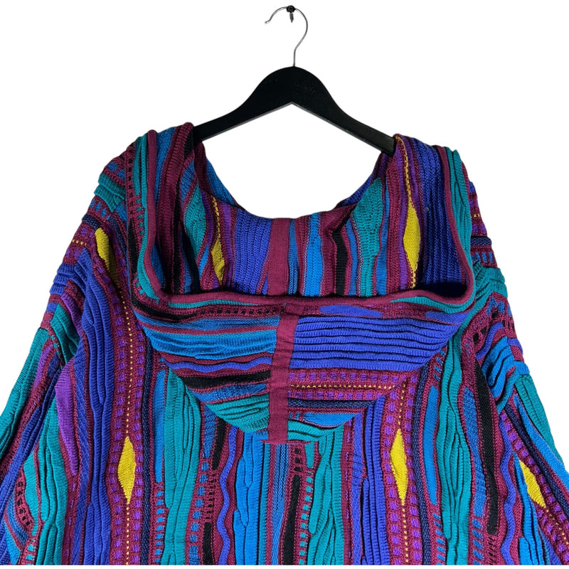 Vintage Rubina 3D Knit Hooded Poncho Sweater