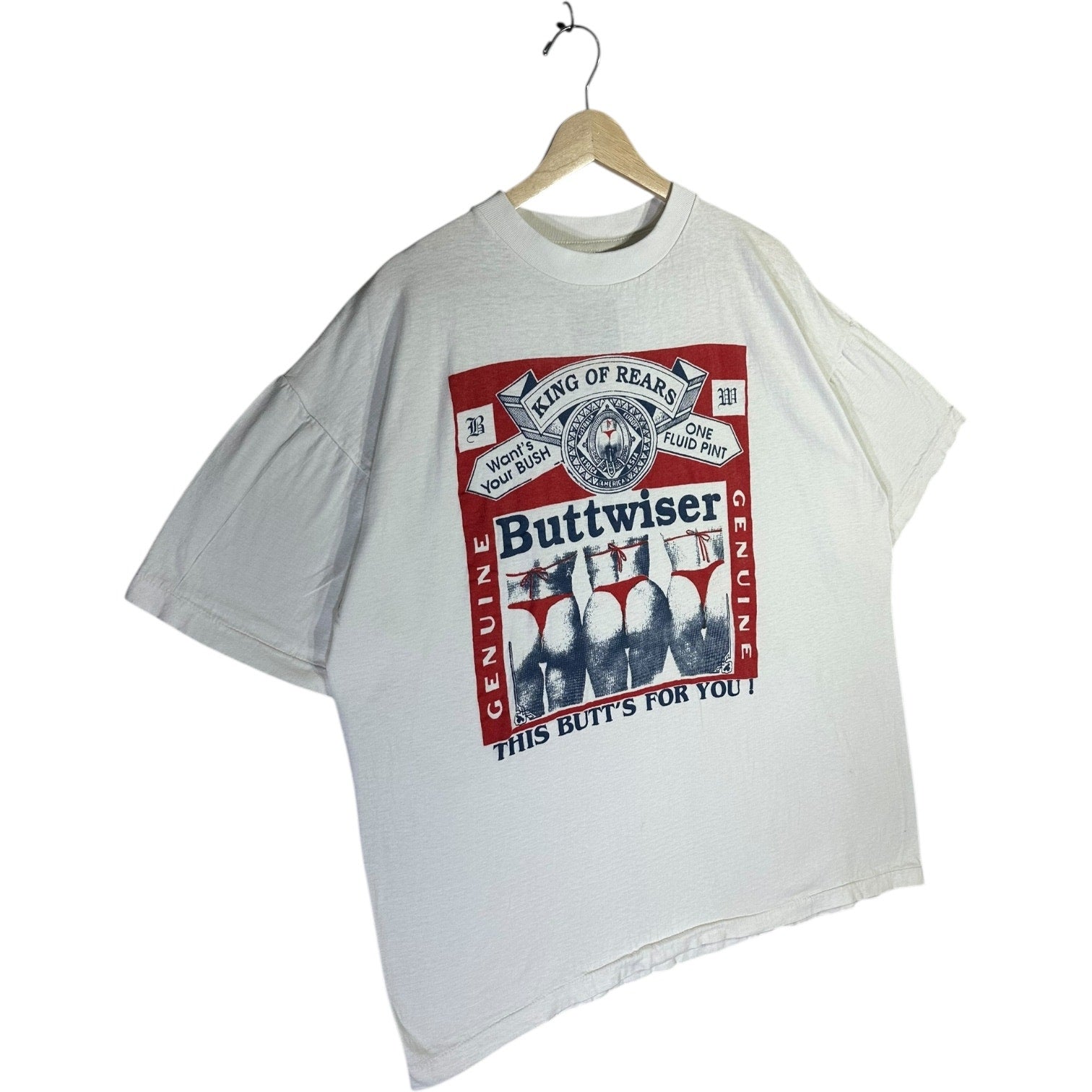 Vintage Buttwiser Parody Beer Label T-Shirt