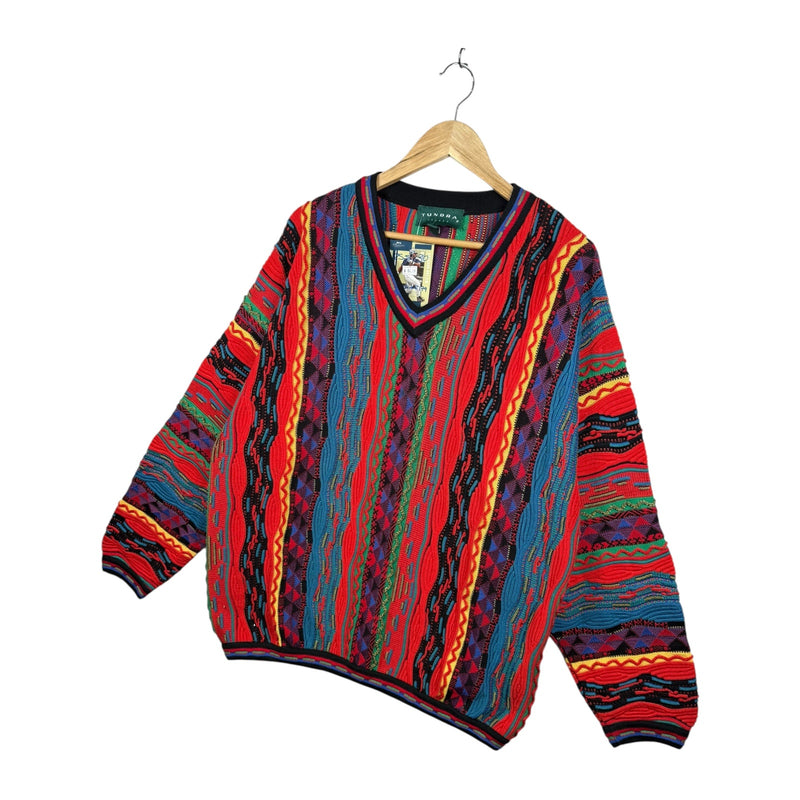 Vintage Tundra Coogi Style Knit V-Neck Sweatshirt