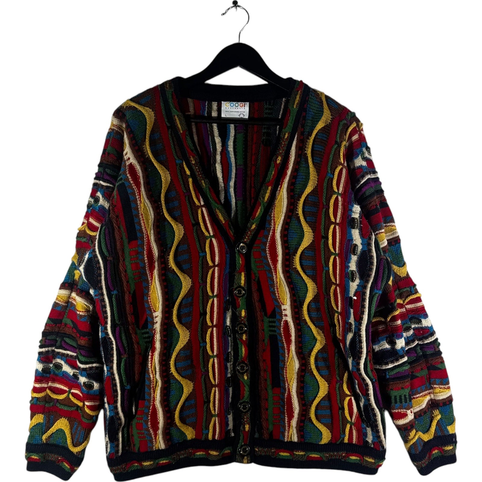 Vintage Coogi 3D Knit Patterned Cardigan Sweater