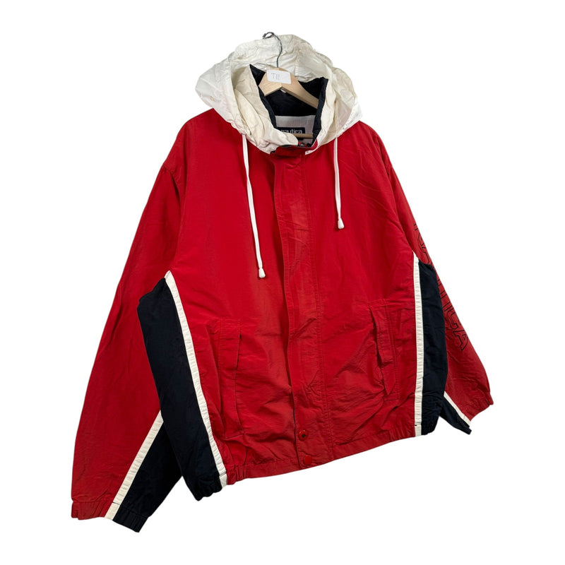 Vintage Nautica Snap Button Flap Hooded Windbreaker