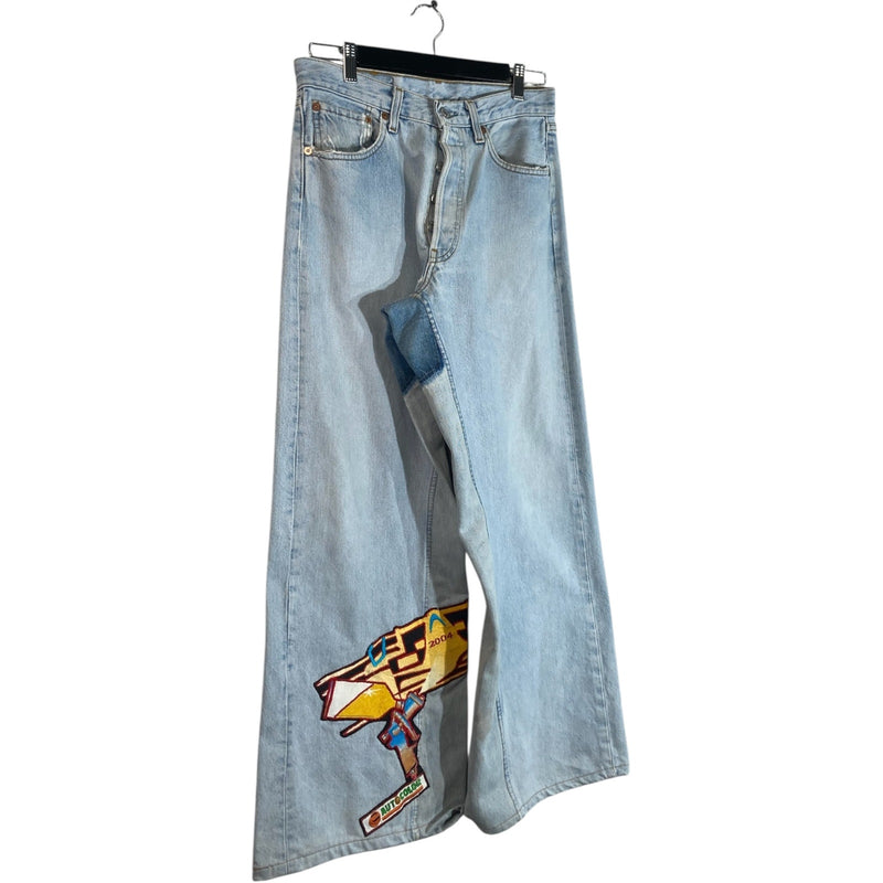 Vintage Levi's Cut & Sew Wide Leg Denim Jeans 30 x 28