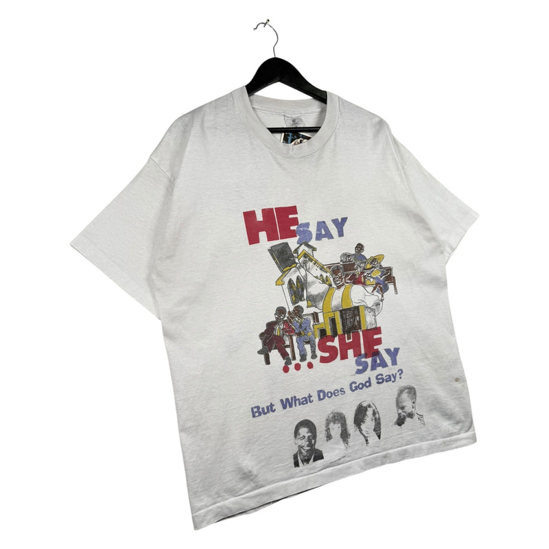 Vintage He Say She Say But What Does God Say T-Shirt