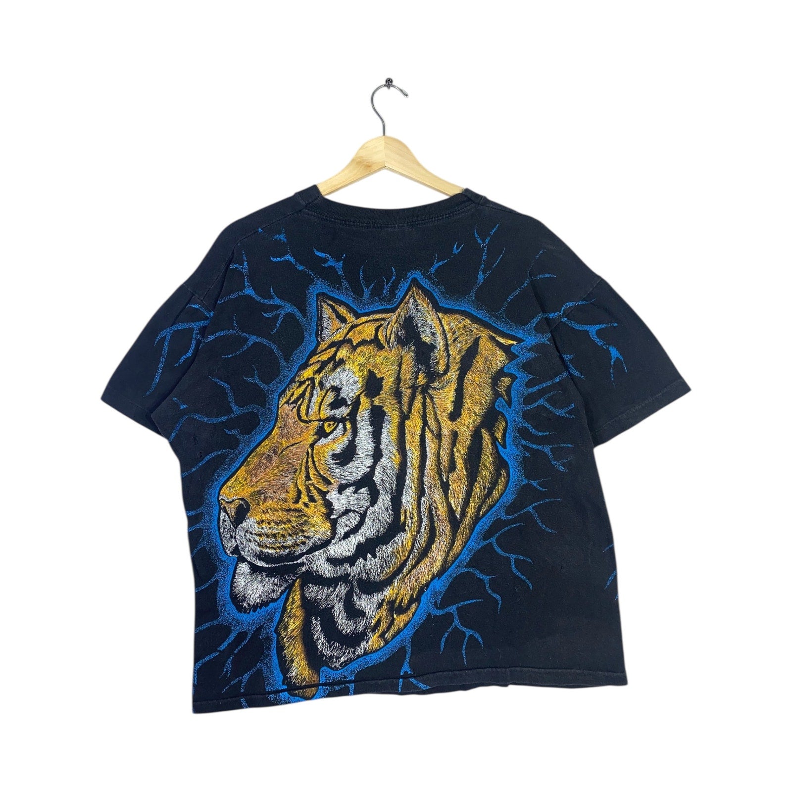 Vintage Tiger Head Big Print Graphic T-Shirt