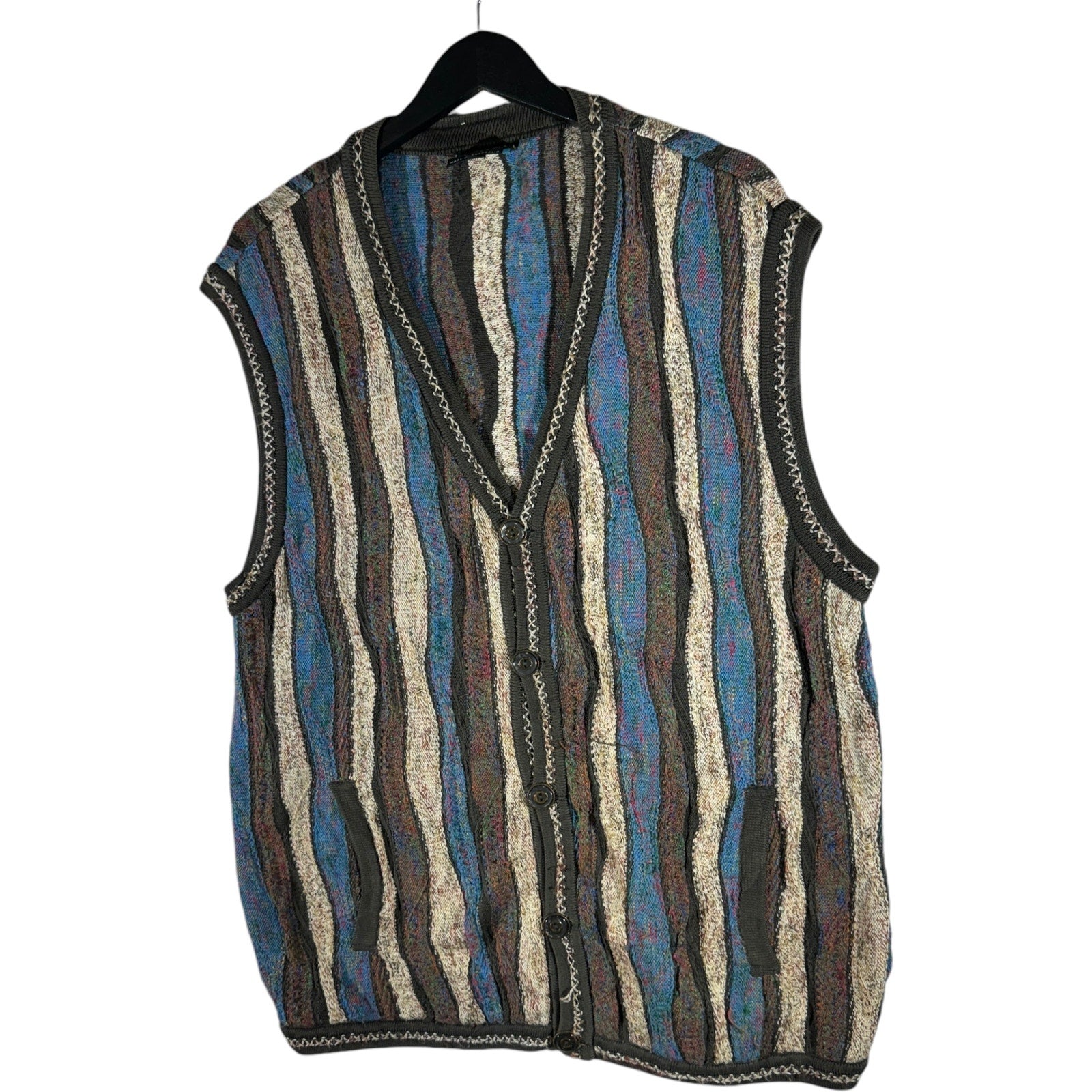 COOGI Wool Waistcoat Vest Sweater Size L offers Multicolor Knit Vintage EUC