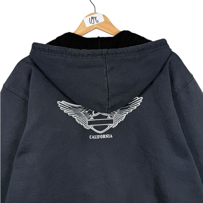 Vintage Harley Davidson H-D Embroidered Zip Up Hoodie