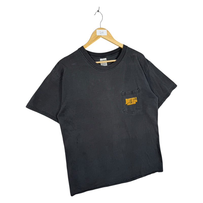 Vintage Boot Hill Saloon Daytona Beach Biker Pocket T-Shirt