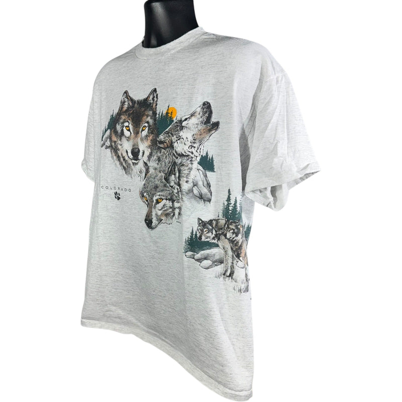 Vintage Colorado Wolves Wrap Around Souvenir Tee 90s