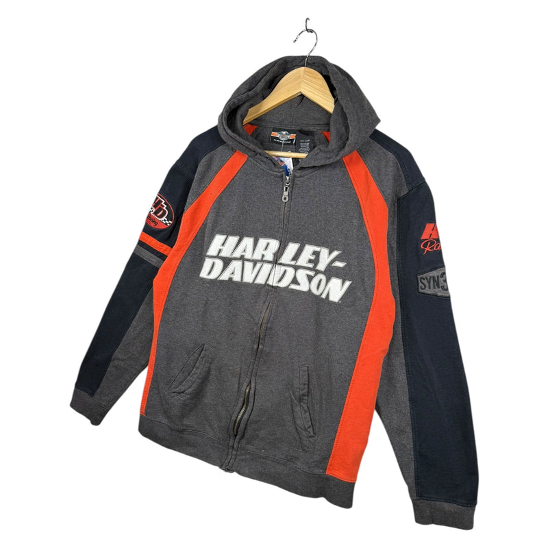 Vintage Harley Davidson Racing Colorblock Full Zip Hoodie