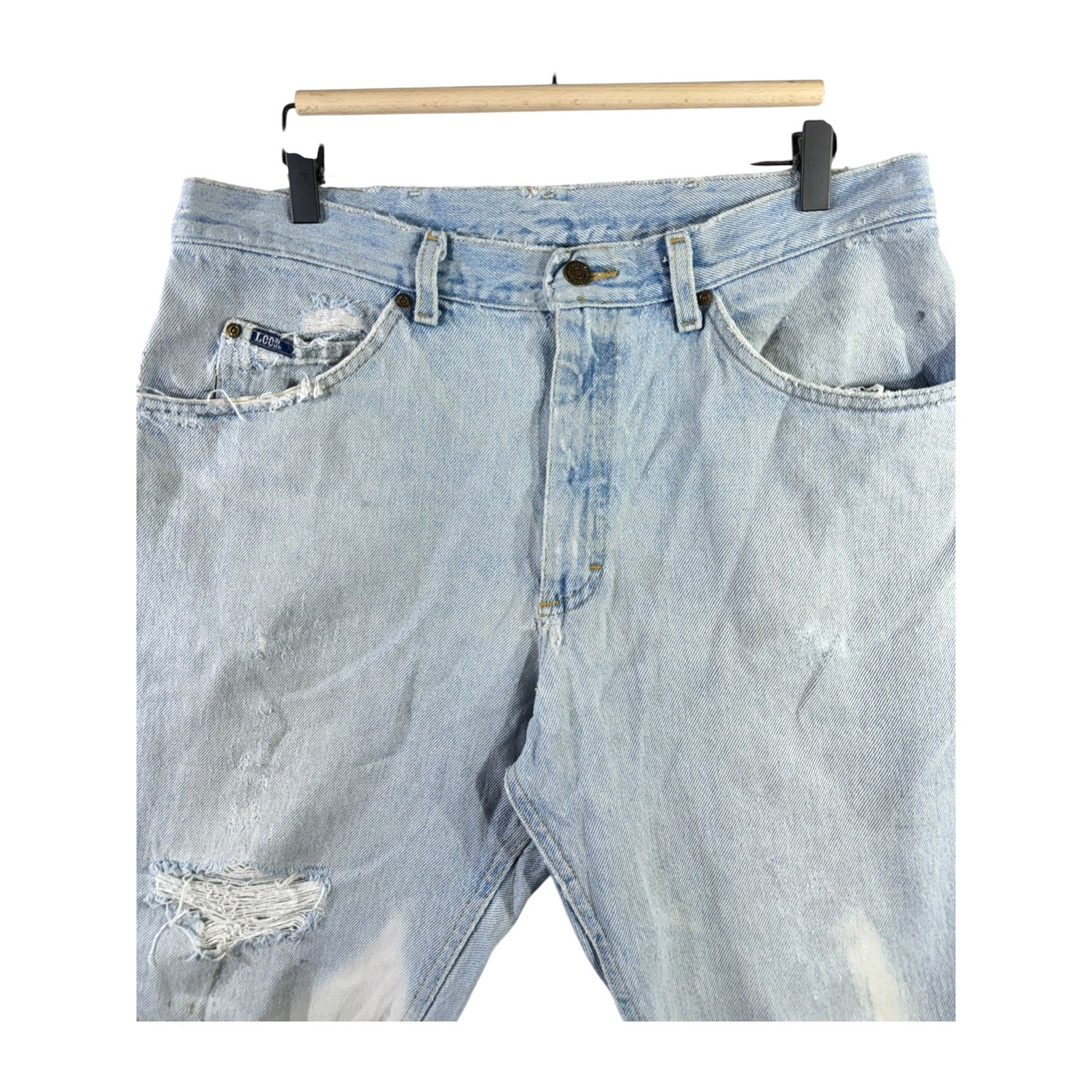 Vintage Lee Denim Tattered Cut Off Bleached Shorts 34