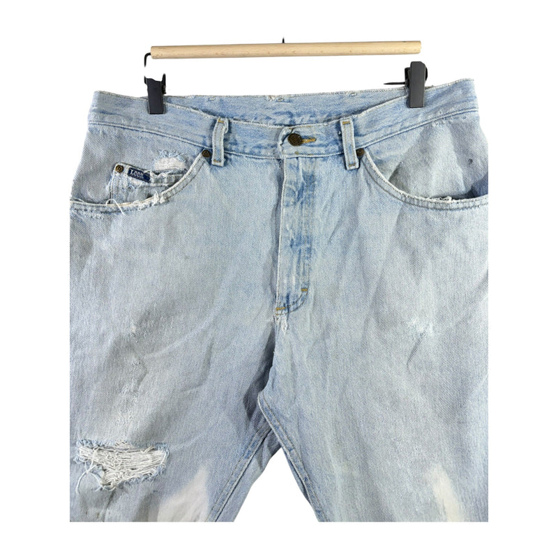 Vintage Lee Denim Tattered Cut Off Bleached Shorts 34