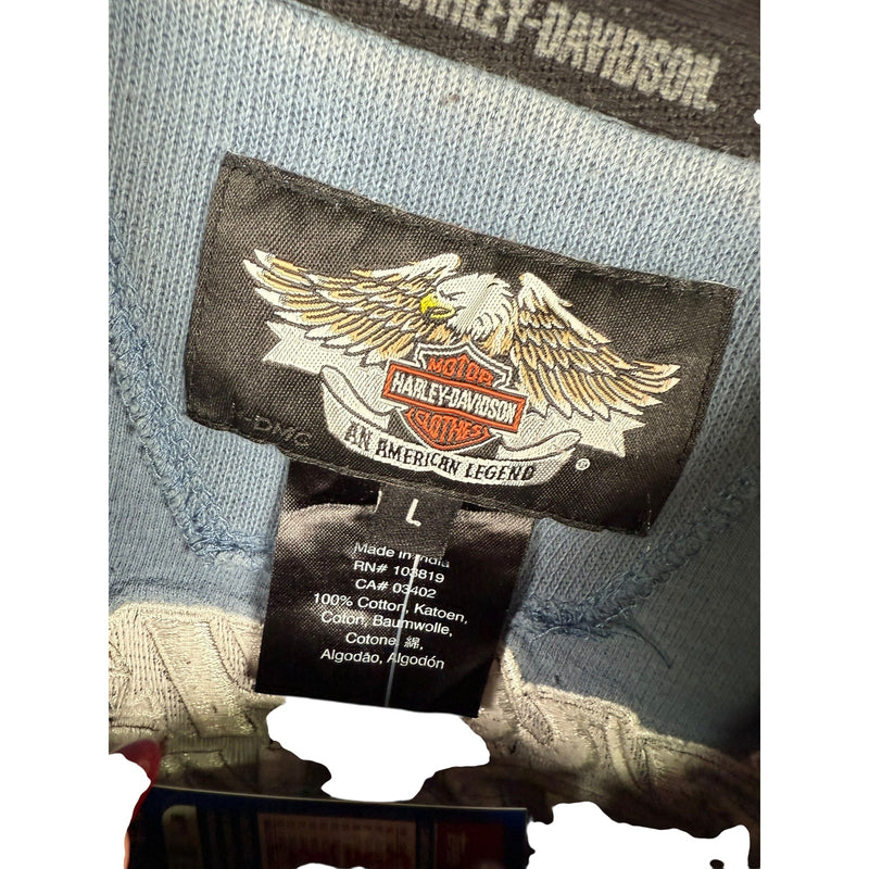 Vintage Harley Davidson Colorblock Long Sleeve Polo Shirt