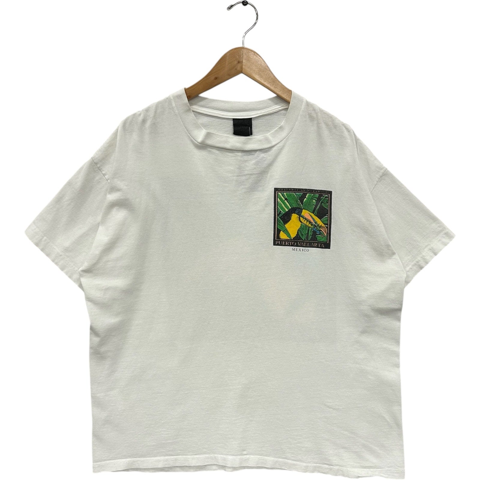 Vintage Puerto Vallarta Mexico Toucan Bird Double Sided Souvenir Tee