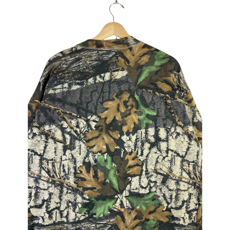 Vintage Camo Hunting Henley Long Sleeve T Shirt