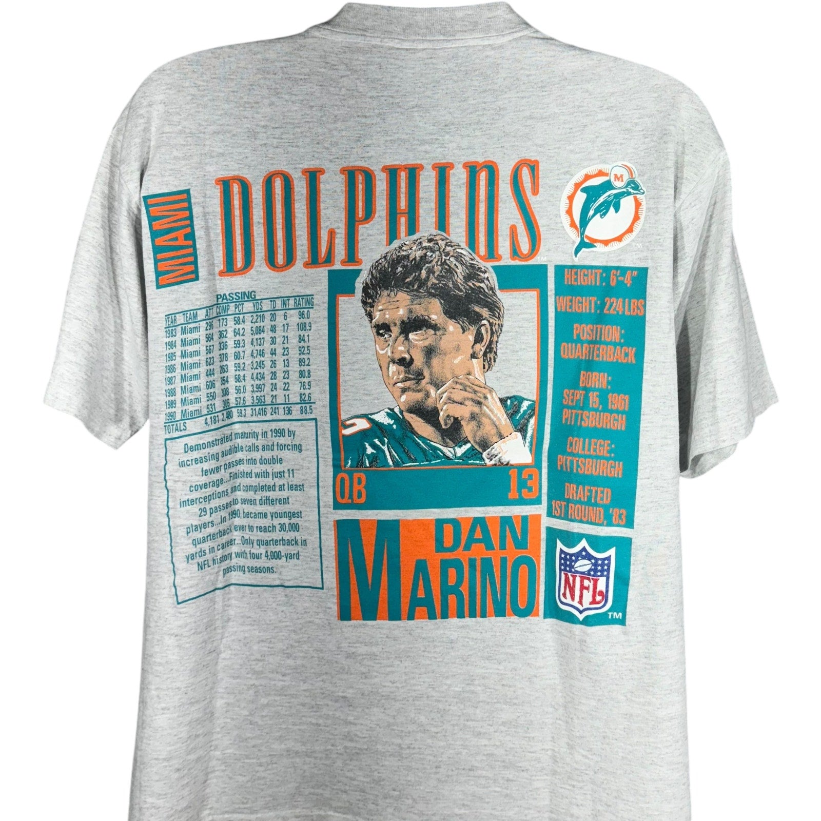 Vintage Nutmeg Miami Dolphins Dan Marino Card Tee