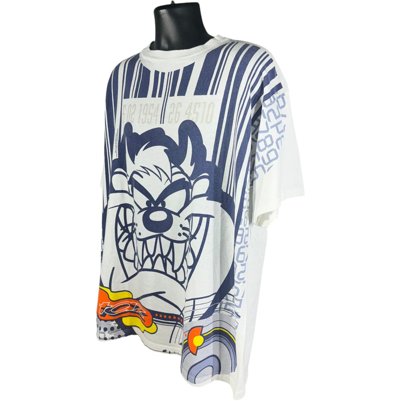 Vintage Looney Tunes Taz Barcode Jumbo Print Tee 90s