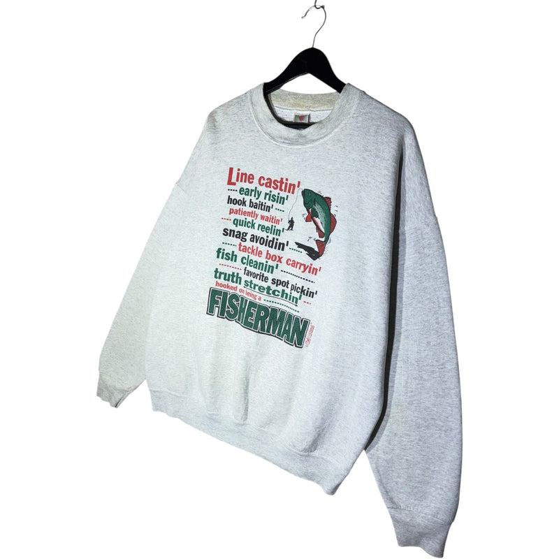Vintage Hooked on Being a Fisherman Graphic Crewneck