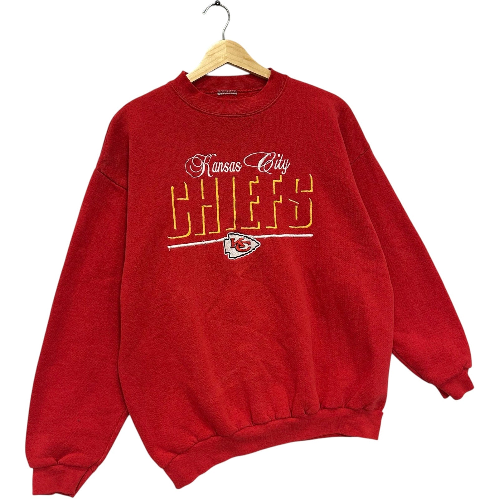 Vintage Kansas City Chiefs Embroidered Spellout Pullover NFL Crewneck