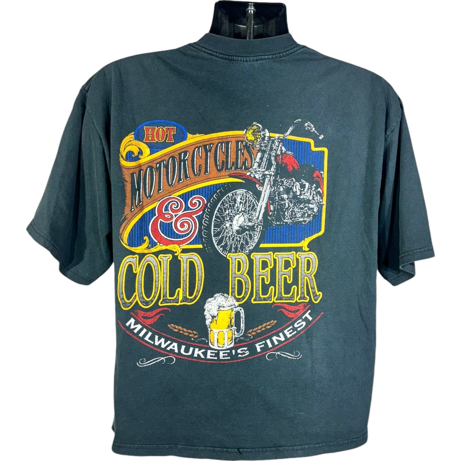 Vintage Sturgis Motorcycles & Cold Beer Tee 1997