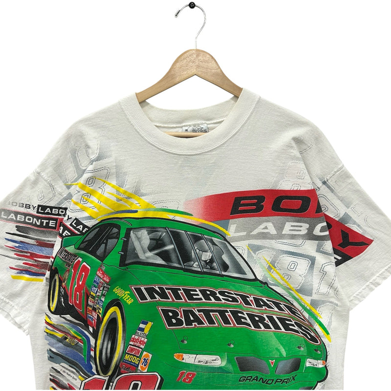 Vintage Bobby Labonte #18 Interstate Batteries AOP NASCAR Tee