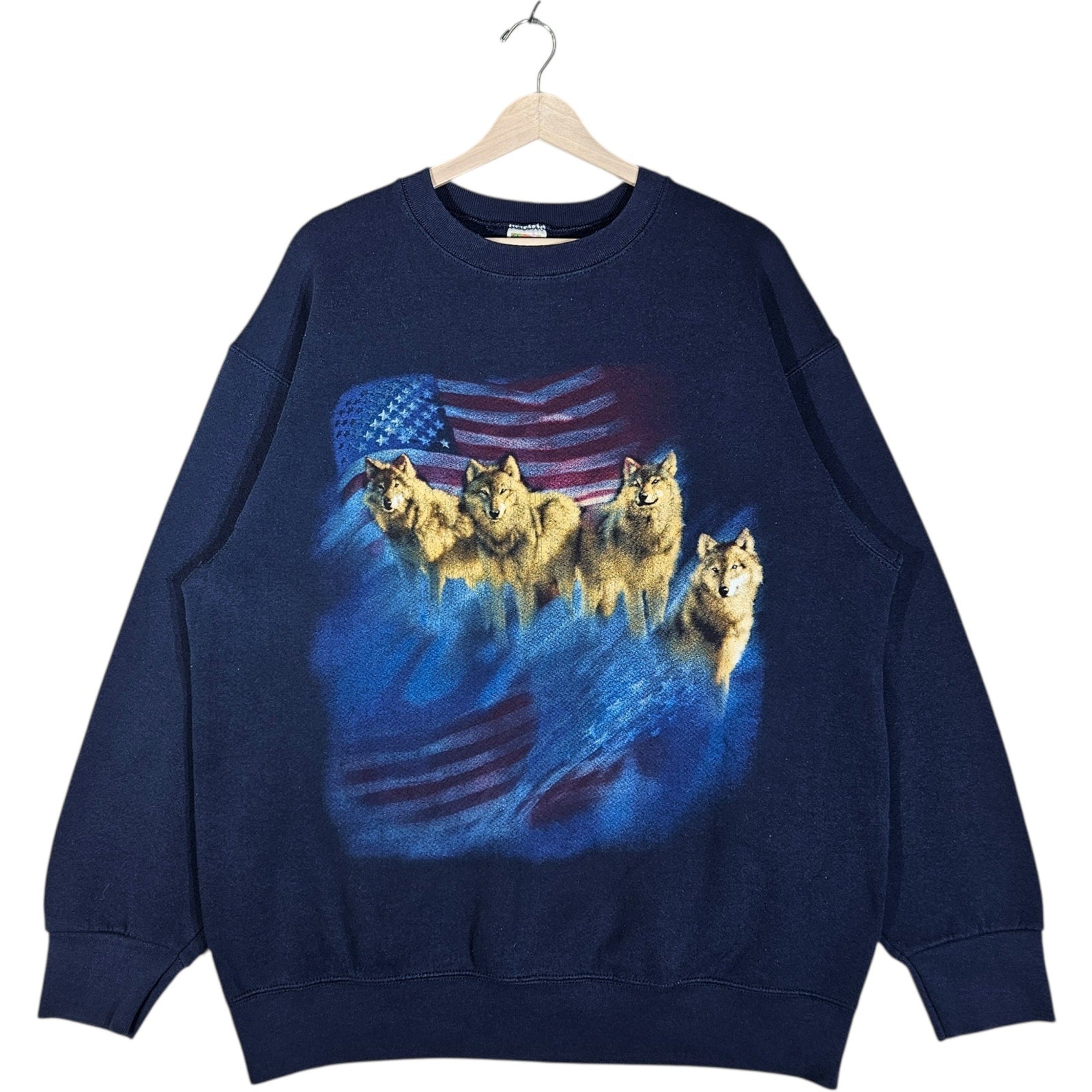 Vintage Wolf Pack USA Flag Crewneck XL