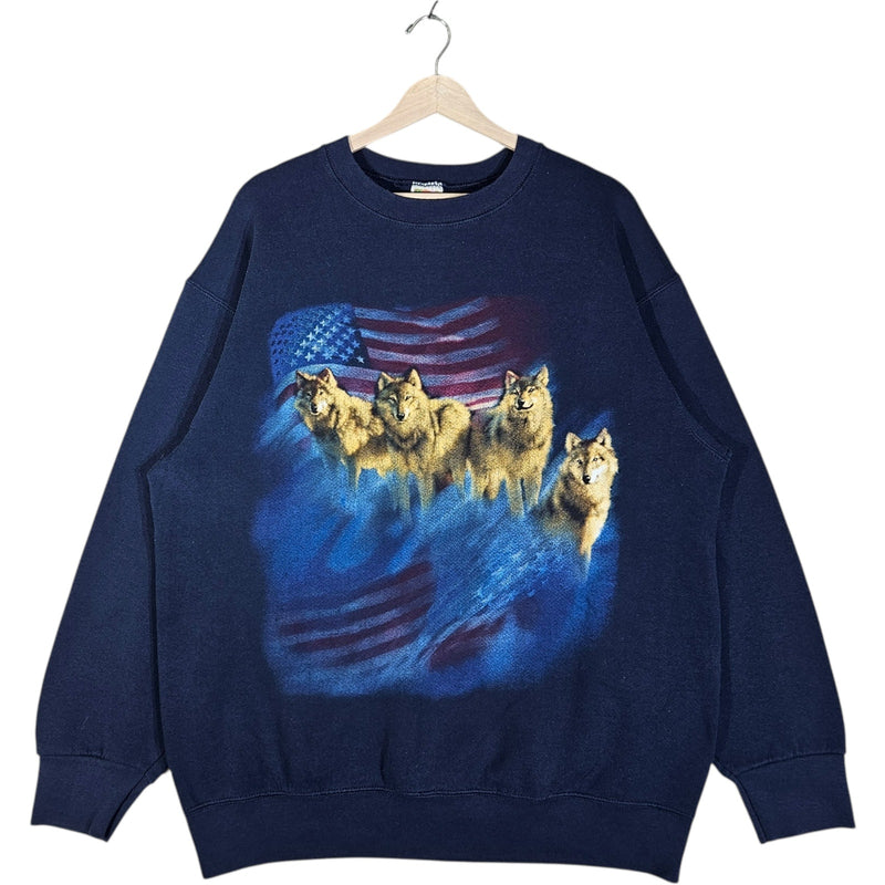 Vintage Wolf Pack USA Flag Crewneck XL
