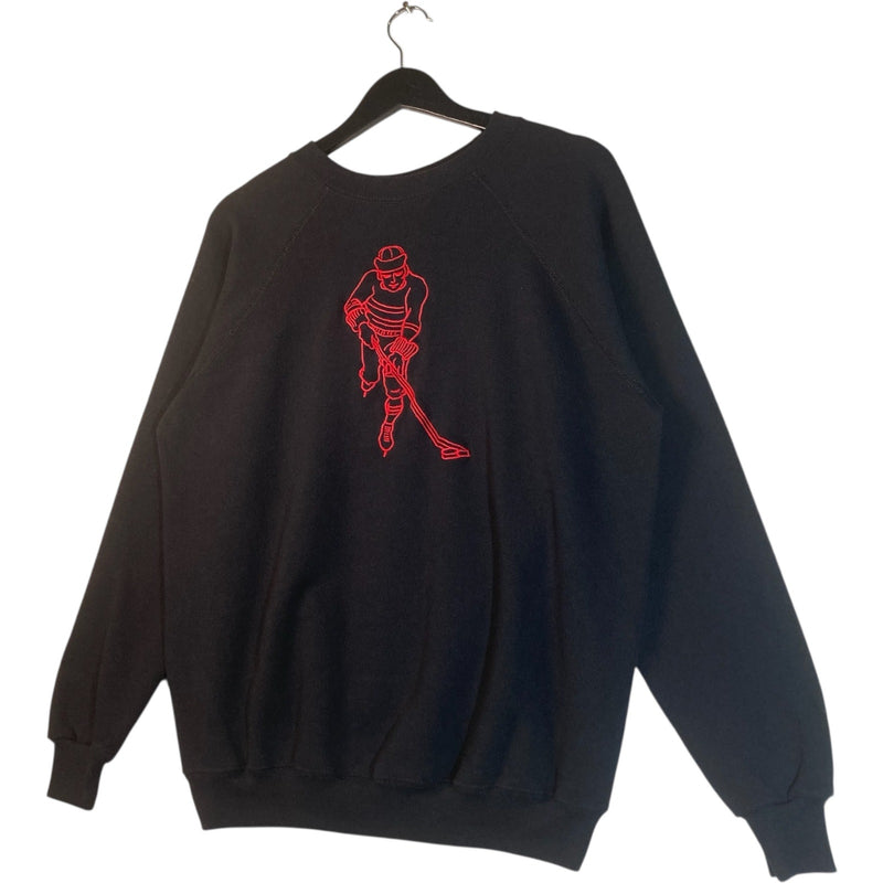 Vintage Hockey Player Drawing Crewneck