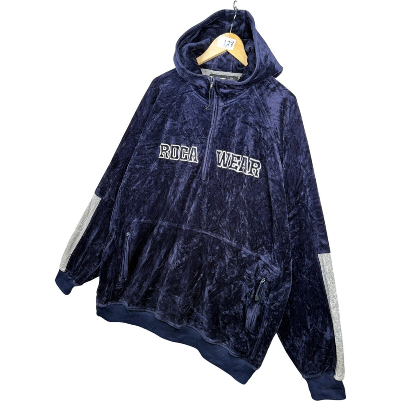 Vintage Rocawear Velvet  1/2 Zip Pullover Hoodie