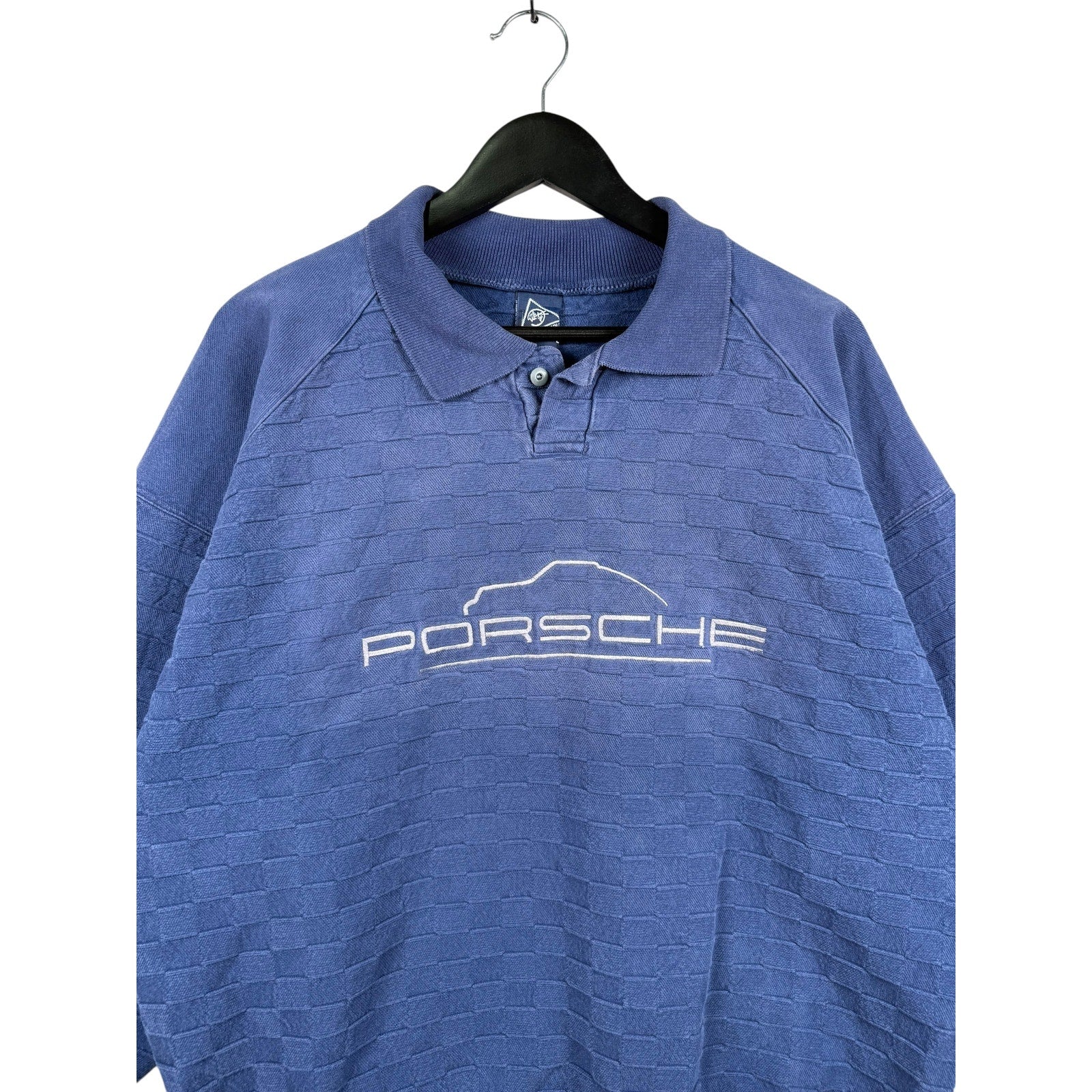 Vintage Porsche Embroidered Weave Collared Sweater