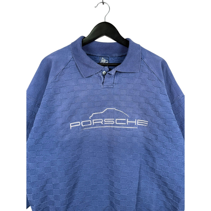 Vintage Porsche Embroidered Weave Collared Sweater