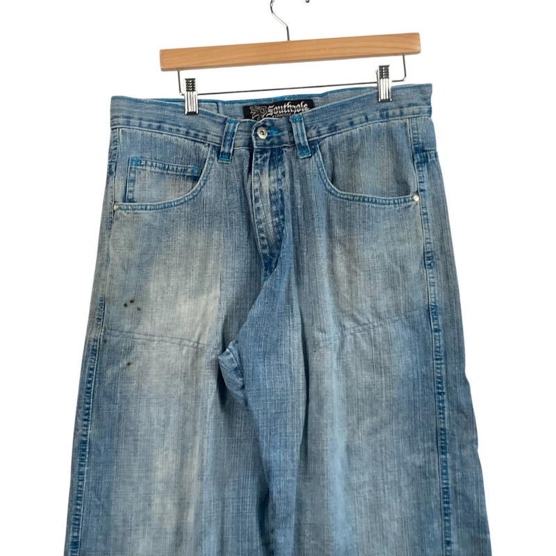 Vintage Southpole Faded Wide Leg Denim Jeans 35 x 30