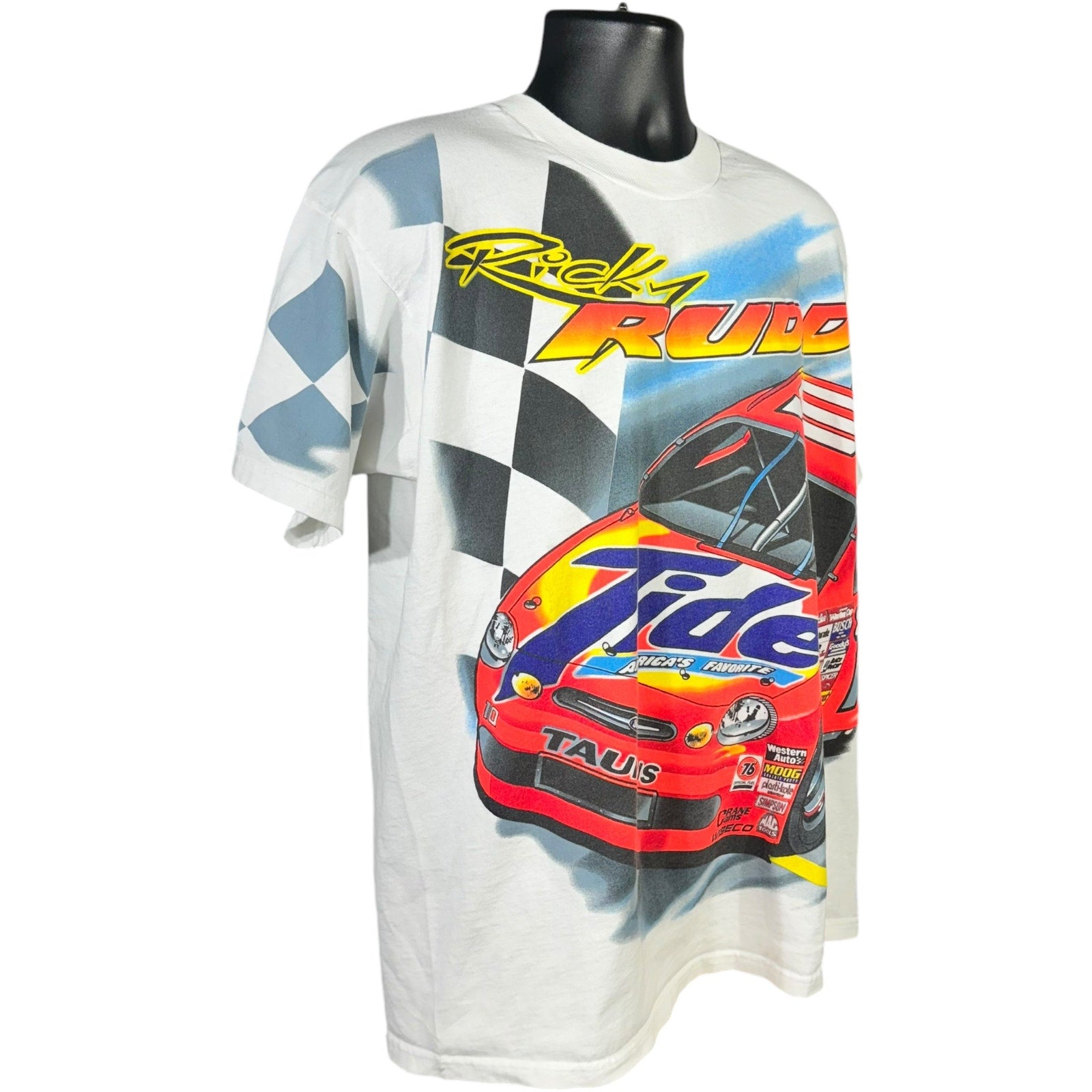 Vintage Ricky Rudd #10 All Over Print NASCAR Tee