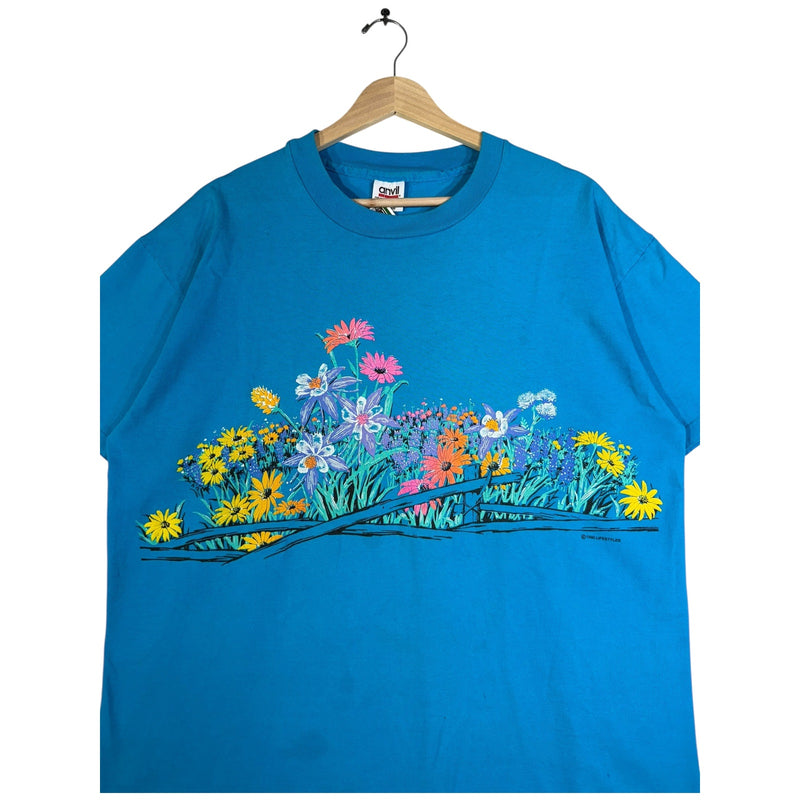 Vintage Anvil 1990 Floral Print T-Shirt