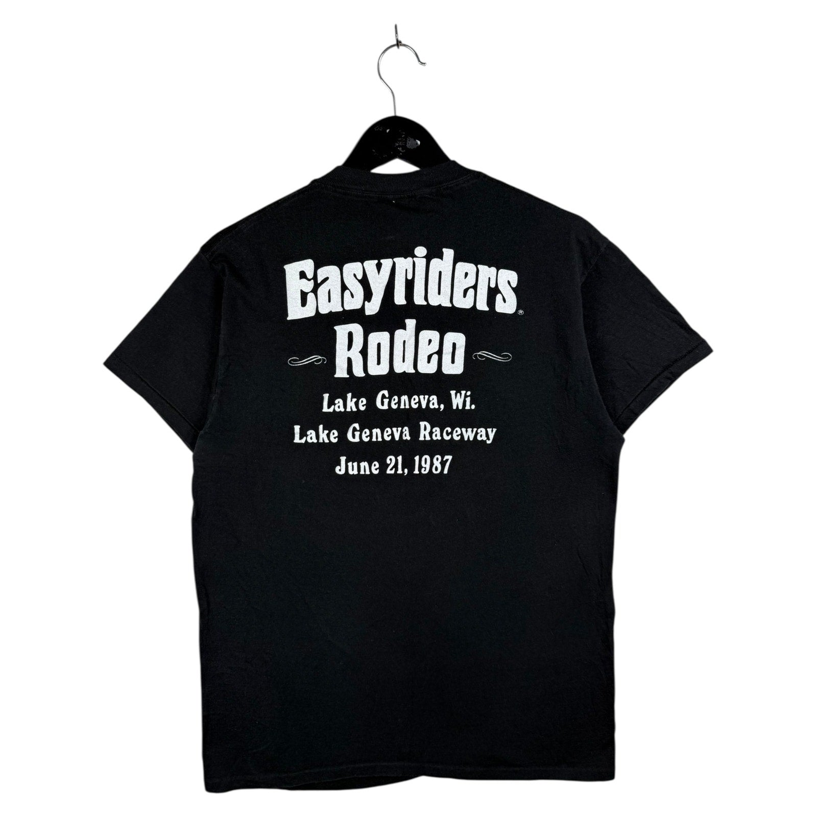 Vintage 3D Emblem Easyriders Rodeo Skull Graphic T-Shirt
