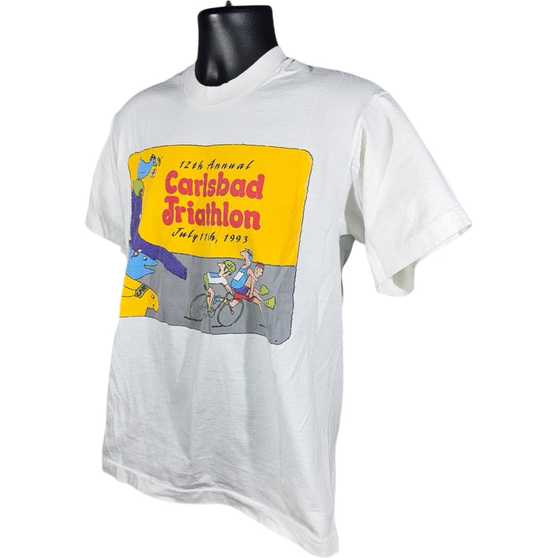 Vintage Carlsbad Triathlon Cartoon Art Souvenir Tee