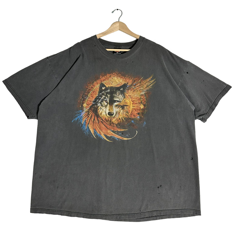 Vintage Harley Wolf and Eagle Flame Tee