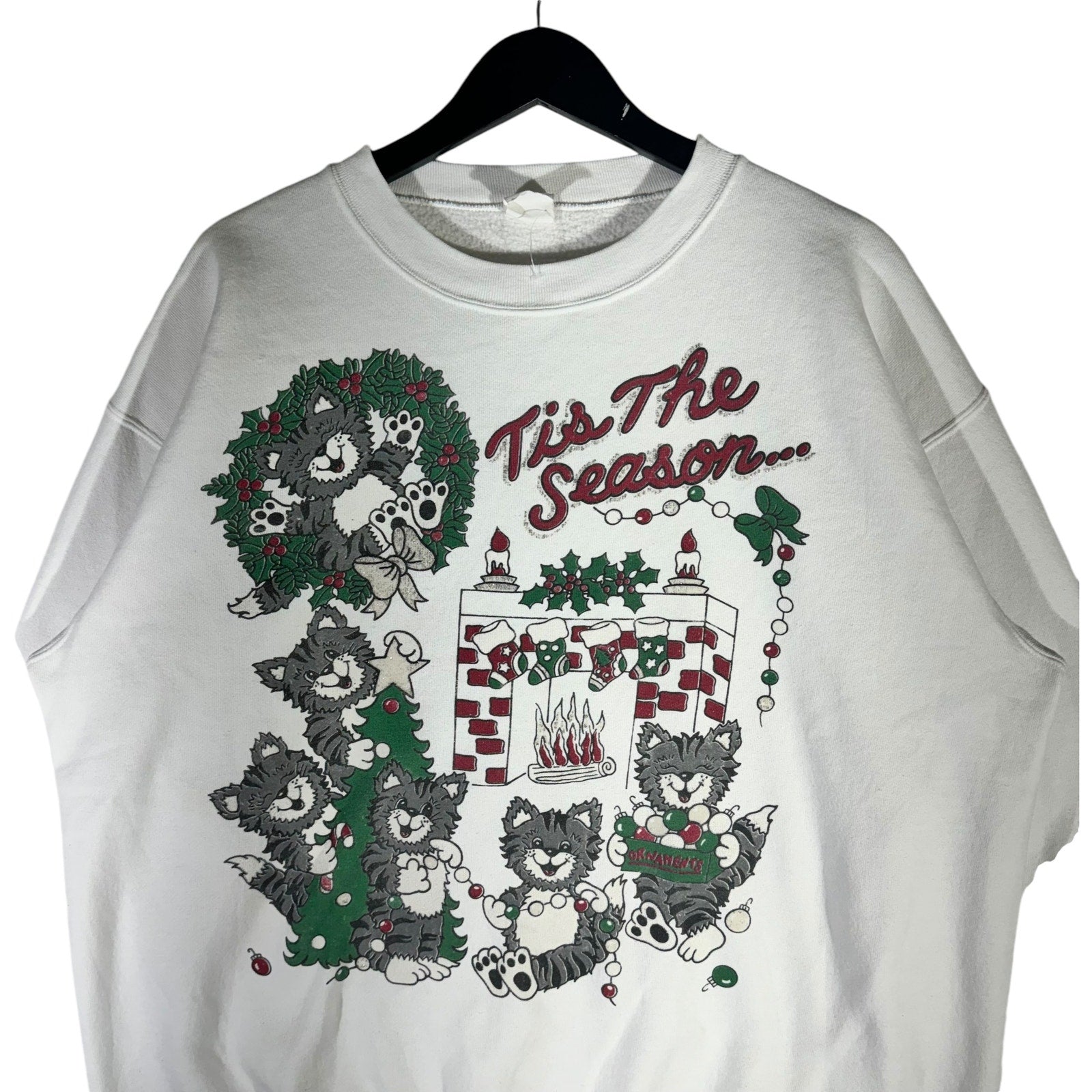 Vintage "Tis The Season" Christmas Cats Crewneck