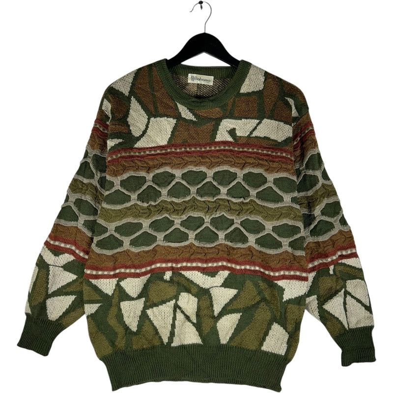 Vintage Bahama Geometric Pattern 3D Knit Sweater