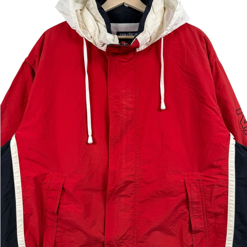 Vintage Nautica Snap Button Flap Hooded Windbreaker