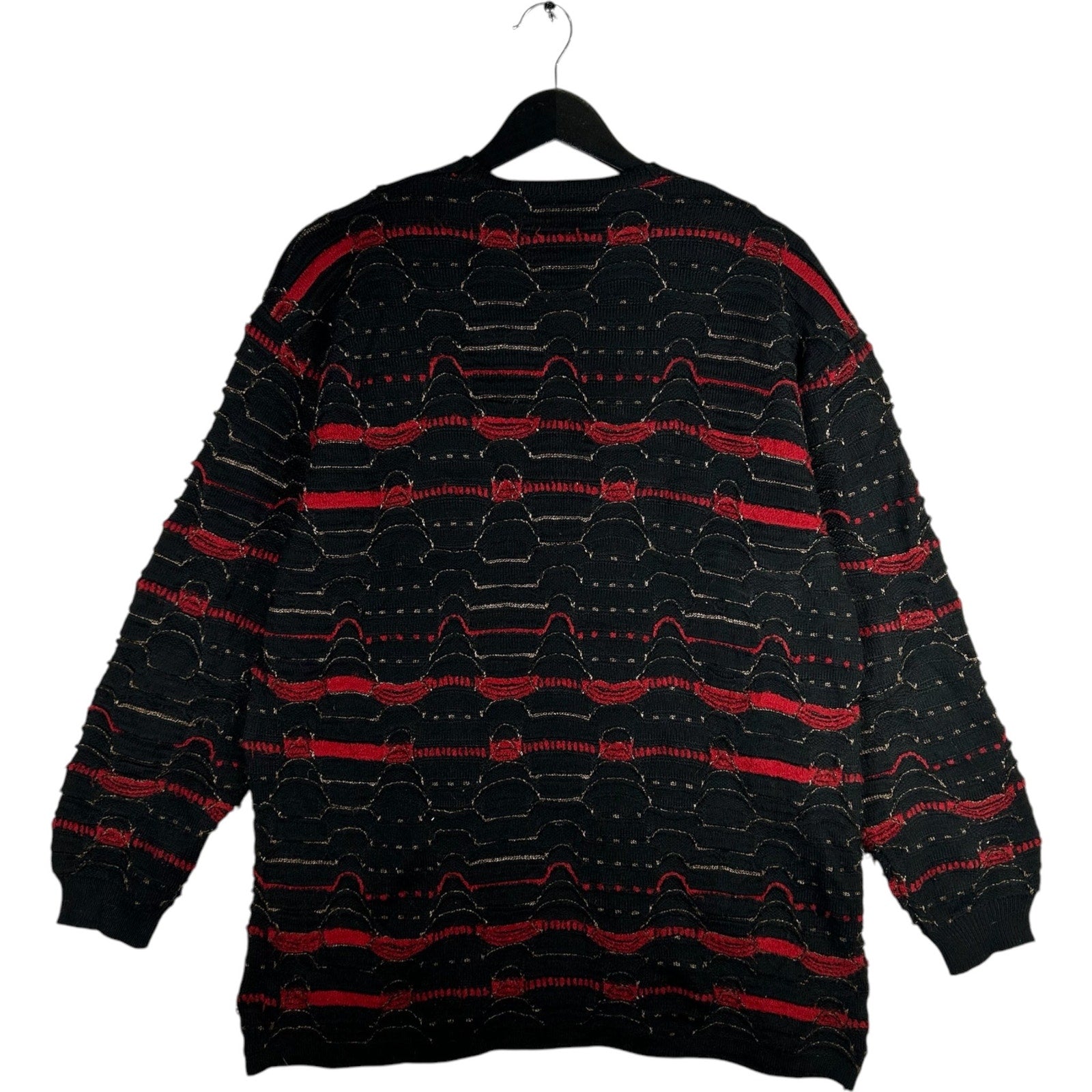 Vintage 3D Knit V-Neck Sweater 90s