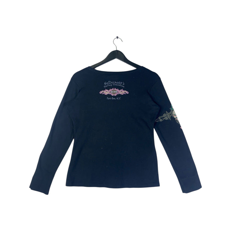 Vintage Women's Harley Davidson V-Neck Long Sleeve