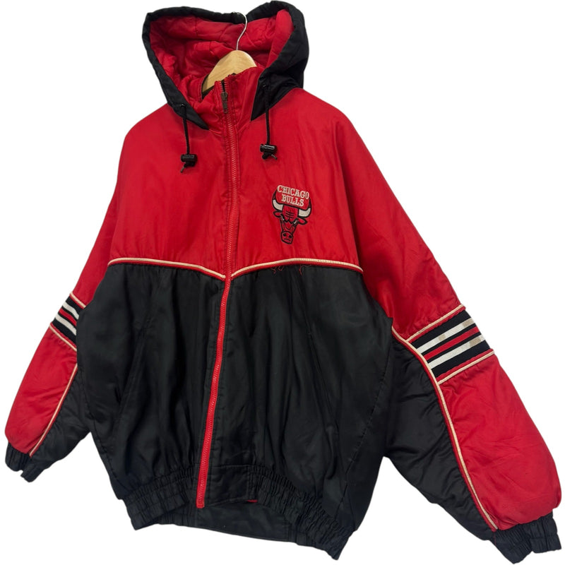 Vintage Chicago Bulls NBA Hooded Full Zip Puffer Jacket 90s Large