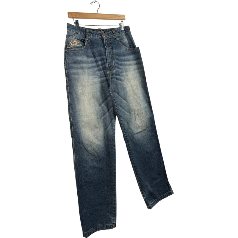 Vintage Fubu Faded Wide Leg Denim Jeans 32x34