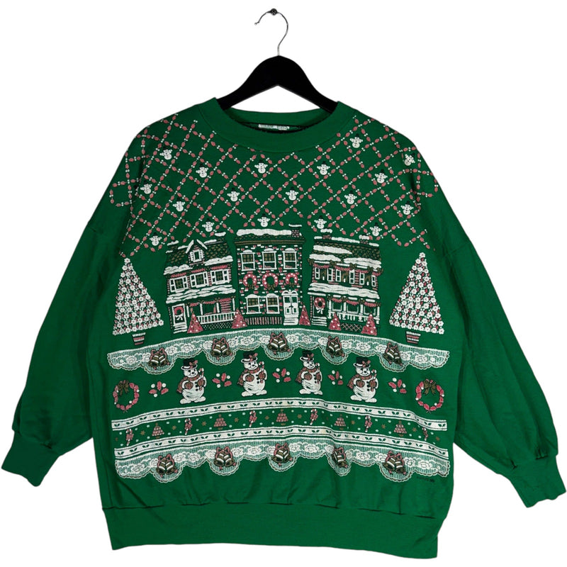 Vintage Snowy Christmas Town Holiday Crewneck 90s