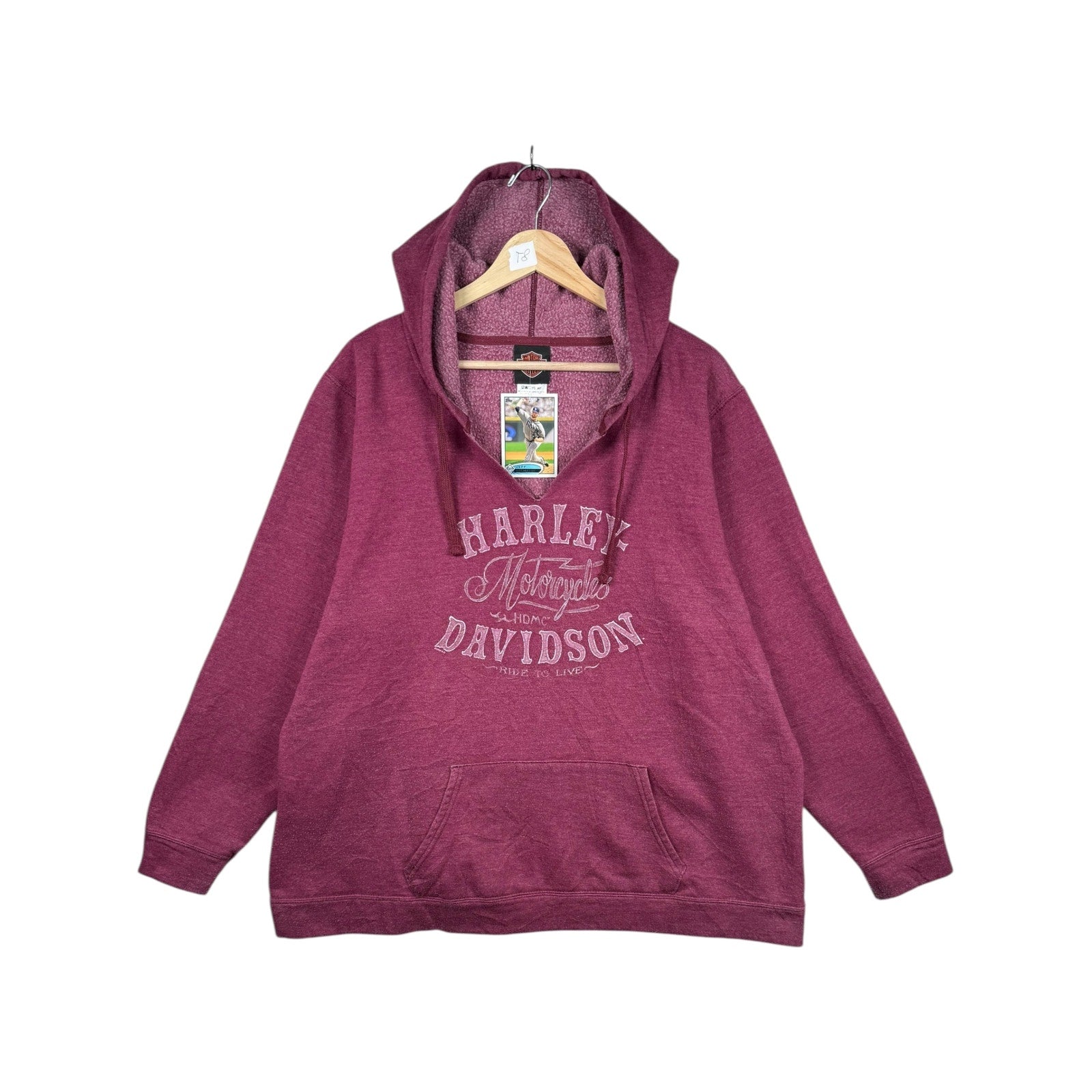 Vintage Harley Davidson Burgundy Winged Logo Hoodie