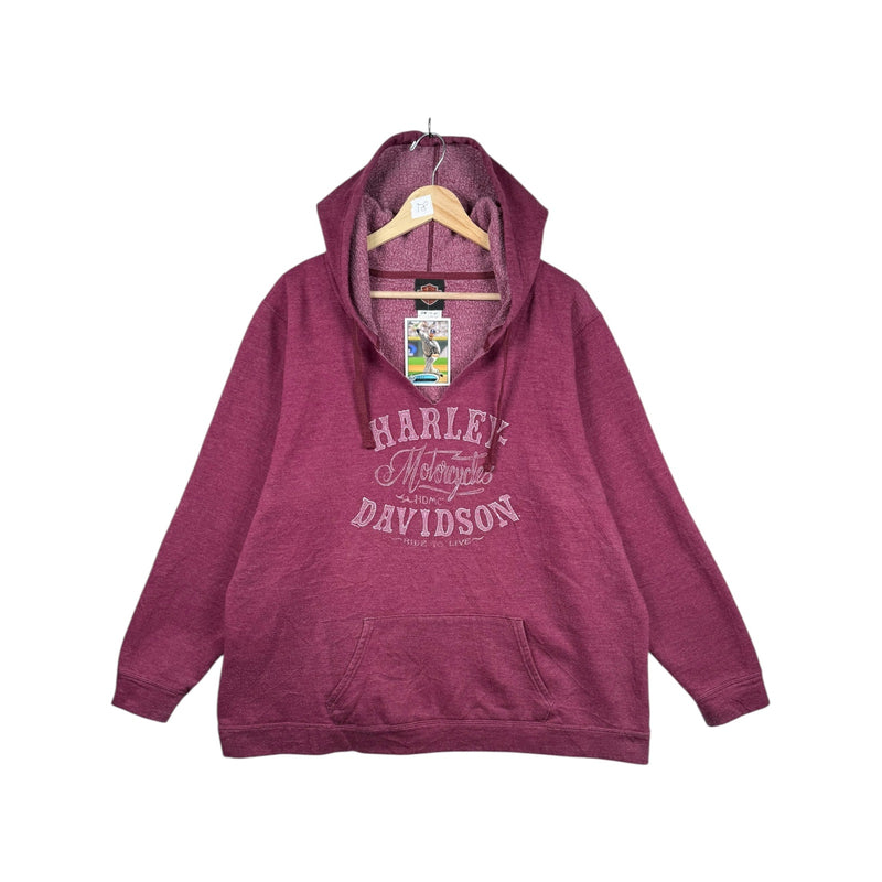 Vintage Harley Davidson Burgundy Winged Logo Hoodie