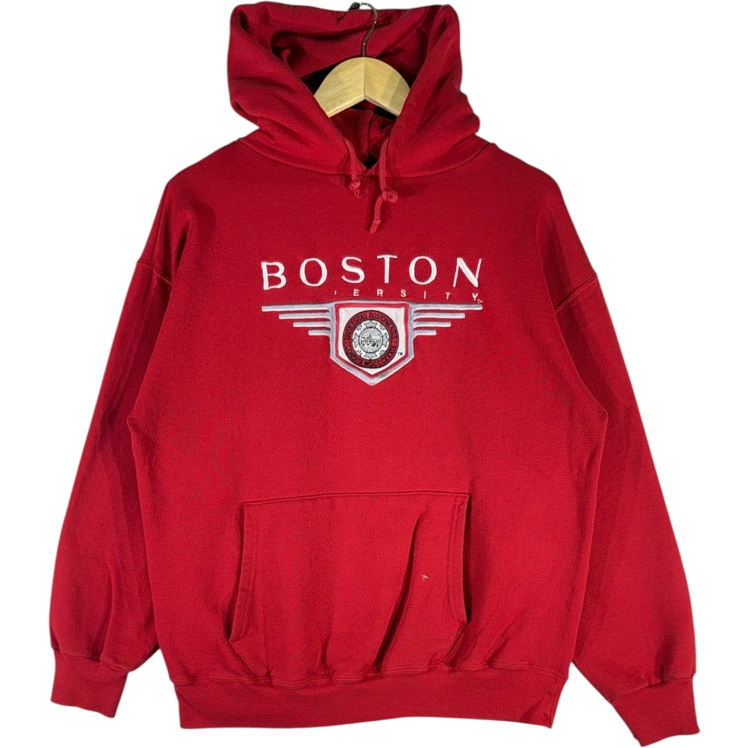 Vintage Boston University Embroidered Spellout Hoodie